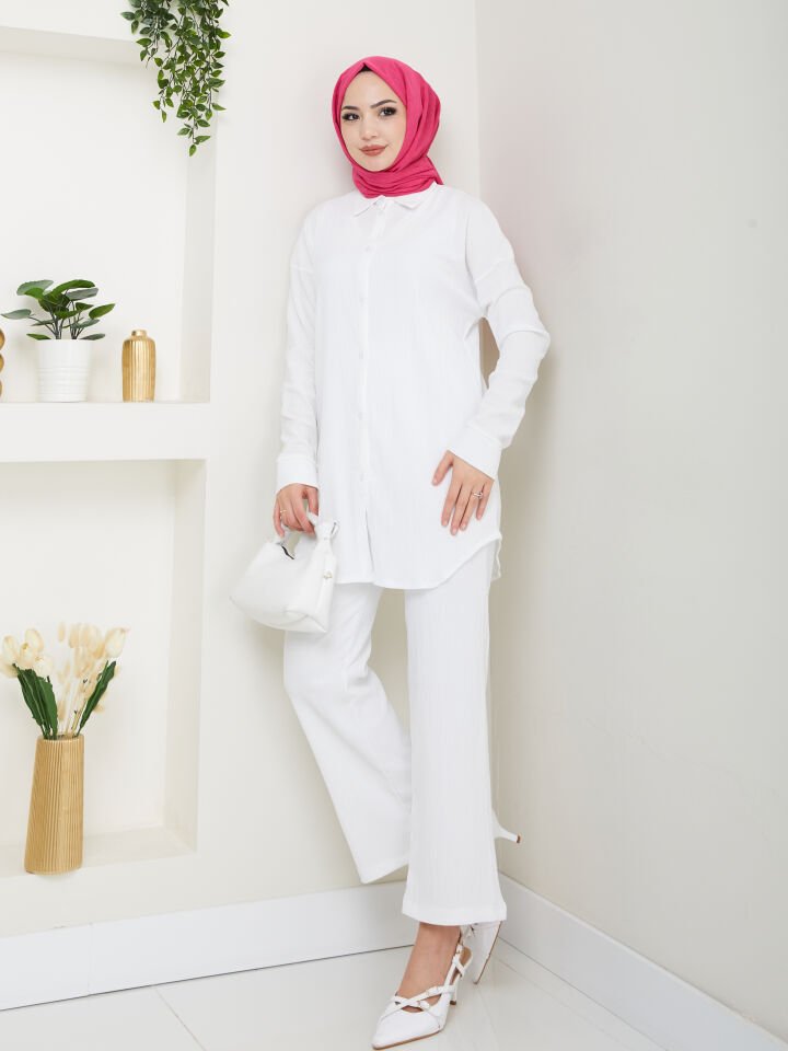 Pantolonlu Bürümcük Takımlar Beyaz 2XL