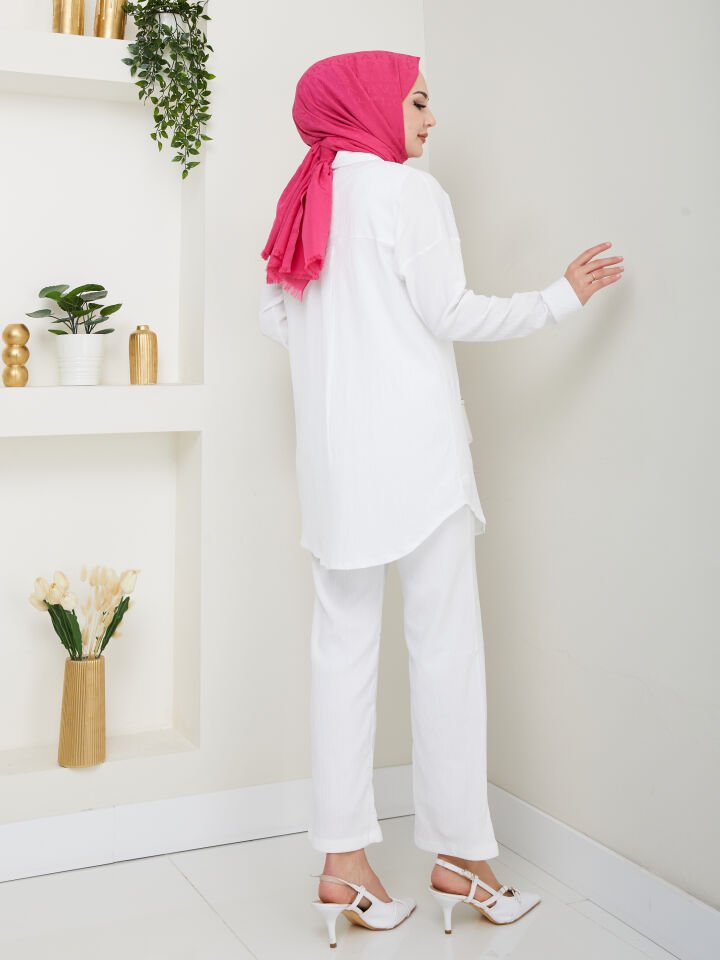Pantolonlu Bürümcük Takımlar Beyaz 2XL
