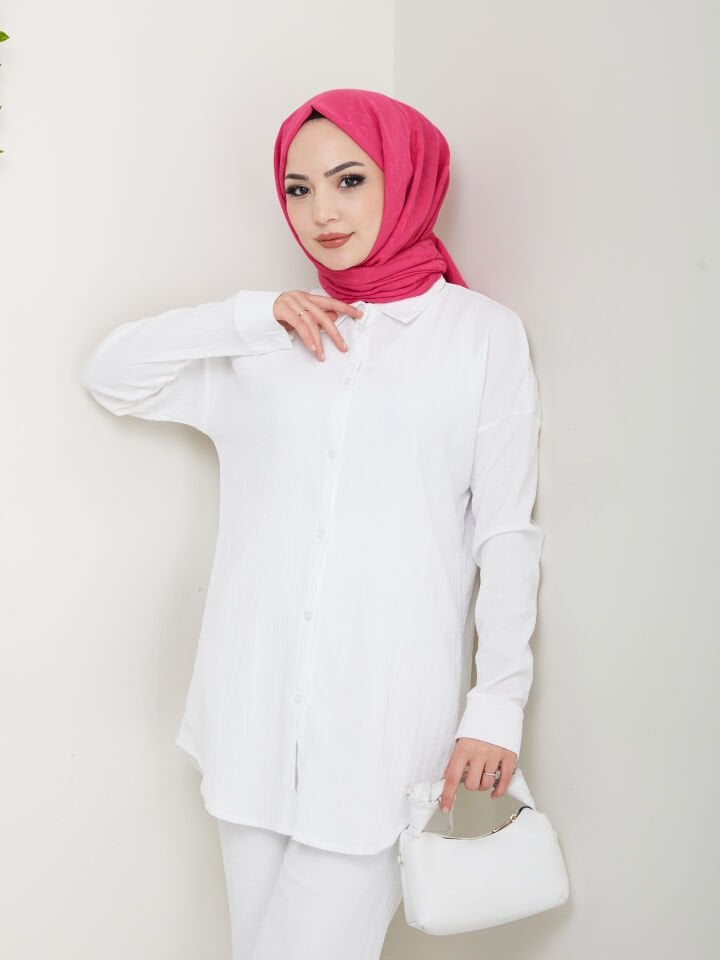 Pantolonlu Bürümcük Takımlar Beyaz 2XL