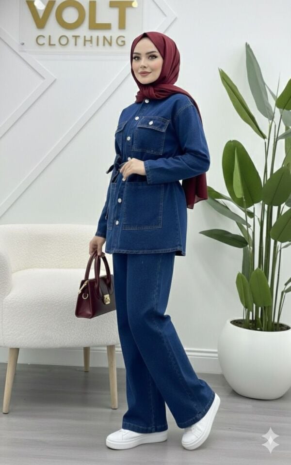 KUŞAKLI KOT TAKIM LACİVERT M