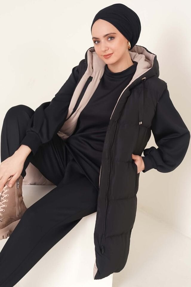 Çift Taraflı Yelek Siyah 2XL