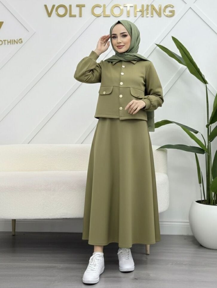 Golt Düğme Kapalı Takım Yeşil XL