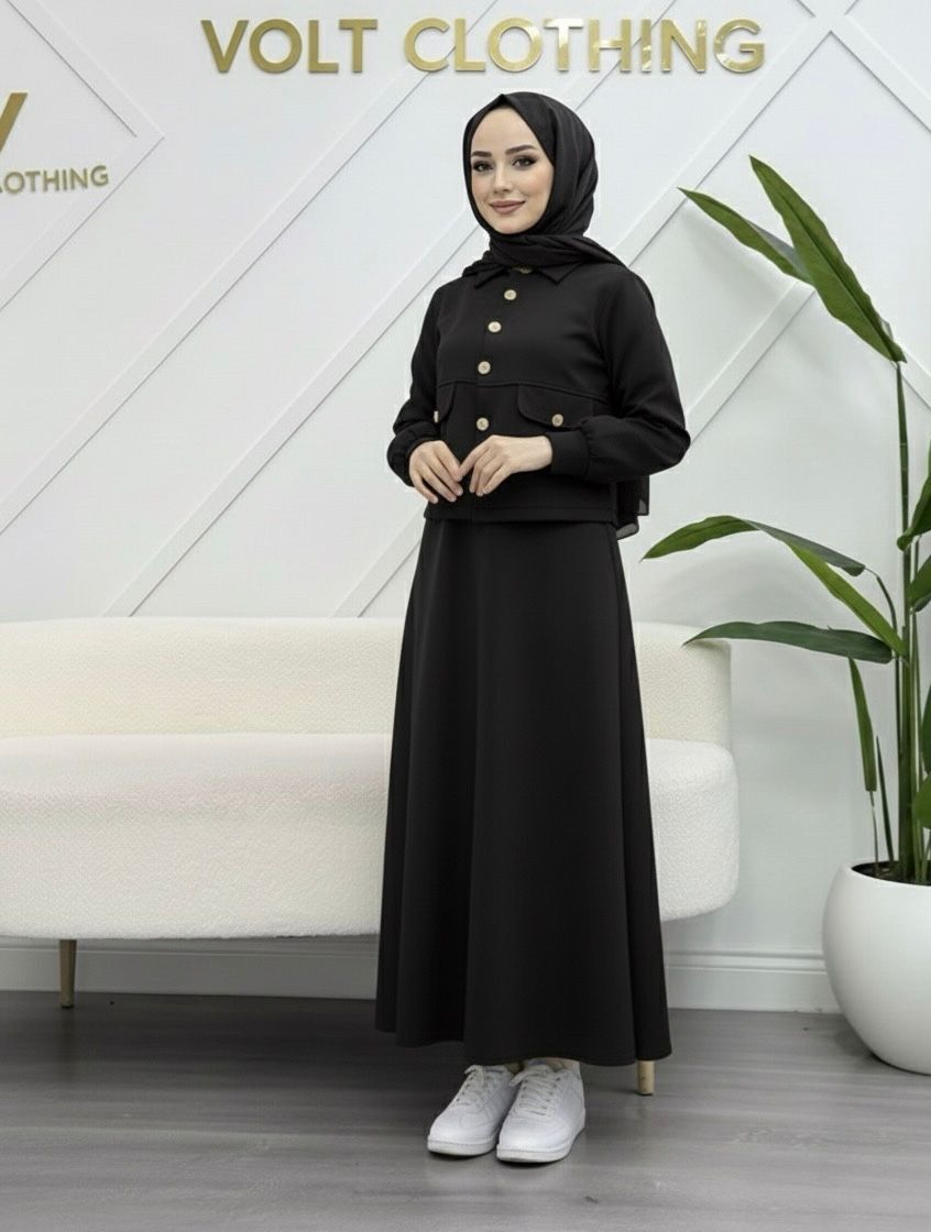 Golt Düğme Kapalı Takım Siyah XL