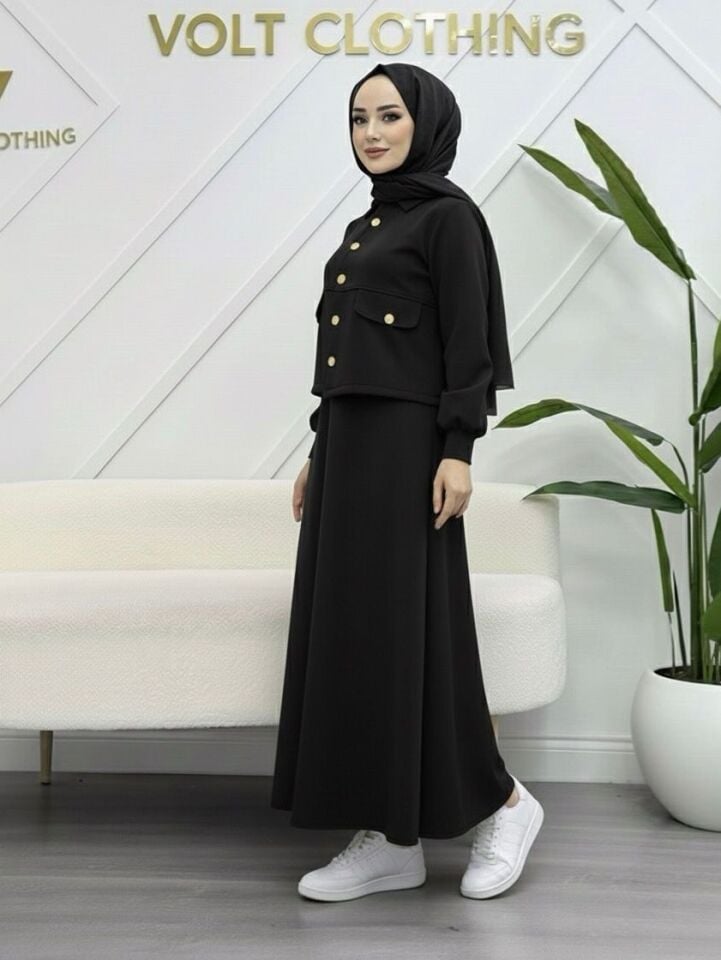 Golt Düğme Kapalı Takım Siyah XL