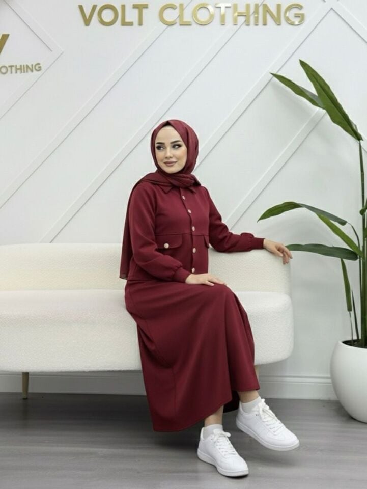 Golt Düğme Kapalı Takım Bordo XL