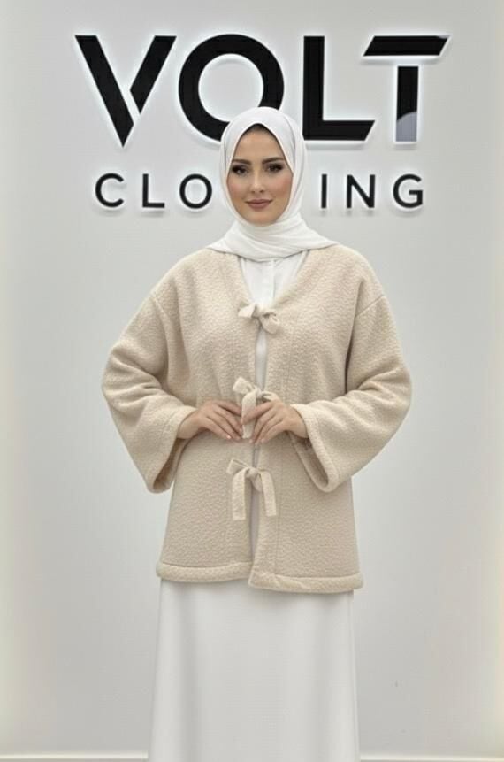 Fiyonk Detaylı Hırka Bej S