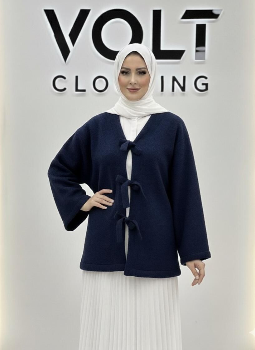 Fiyonk Detaylı Hırka Lacivert S