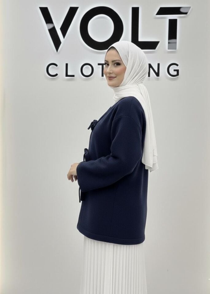 Fiyonk Detaylı Hırka Lacivert S