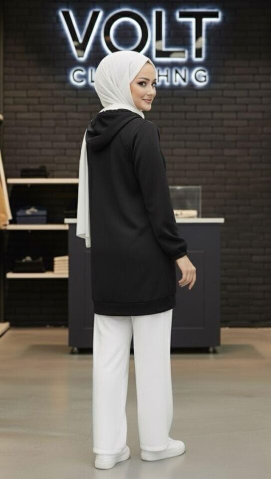 Cep Detaylı Kapitone Desenli Kap  Siyah 2XL