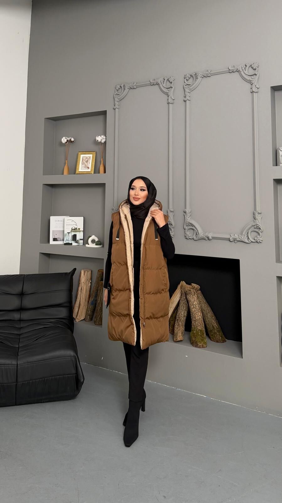 Çift Taraflı  Şişme Yelek Kahverengi S