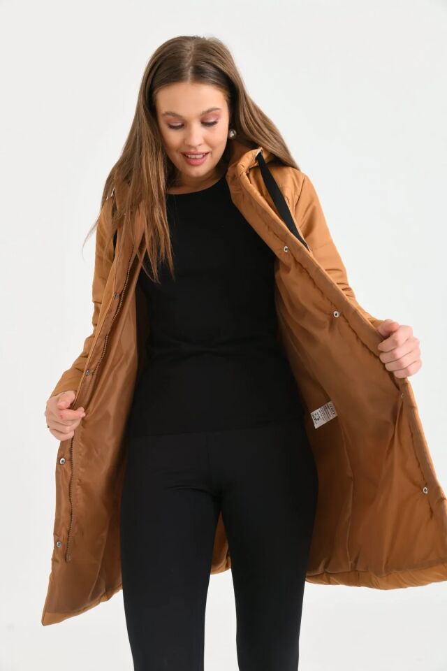 Kapüşonlu Kapitone Mont Taba XL