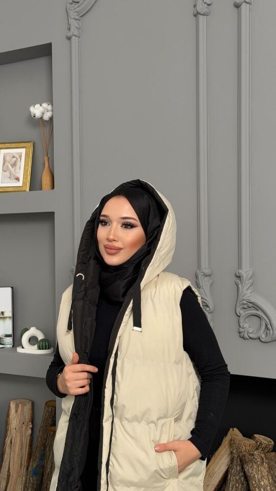 Çift Taraflı  Şişme Yelek Bej XL